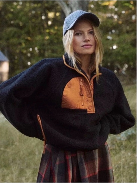 FP Movement by Free People Other - FP Movement by Free People Black Teddy Jacket with Tan Chest Pocket